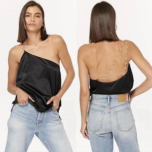 Cami NYC One Shoulder Tilda Women's Silk Cami Top Black Size: XS
